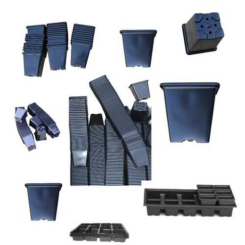 Square black plastic plant - square,