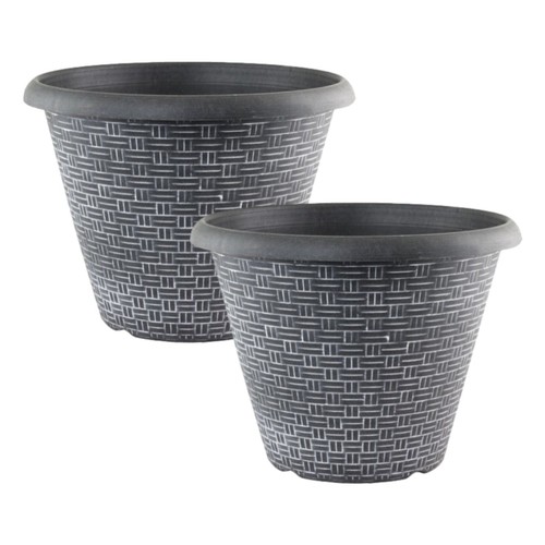 2pc round plastic plant pot - round,