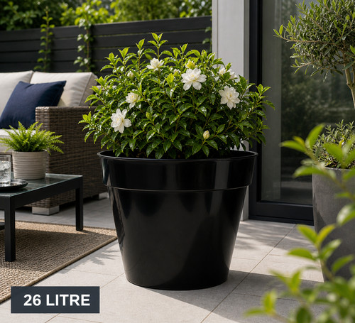 26l black plastic garden plant - black,