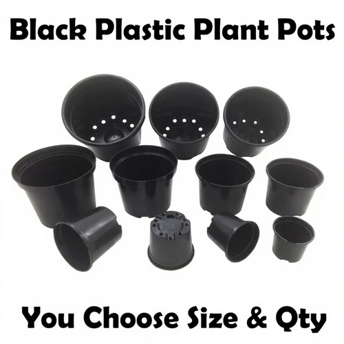 Black plastic plant pots - 1, 2