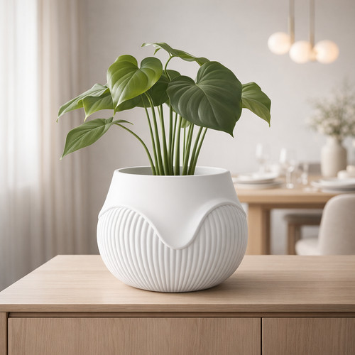 Wavy ribbed planter pot - wavy,