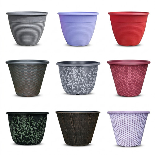 Large round plastic plant - round, pots
