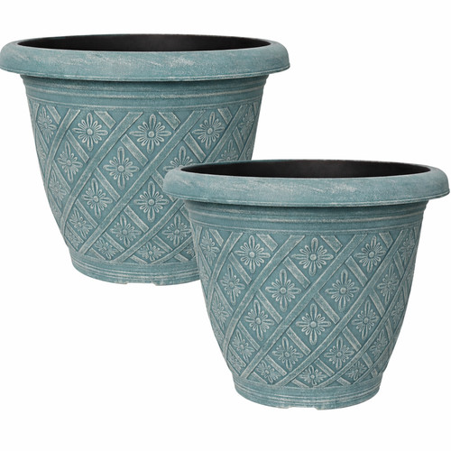 2pc round plastic plant pot - plastic,