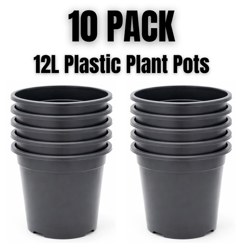 12l black plastic plant - plastic, pots