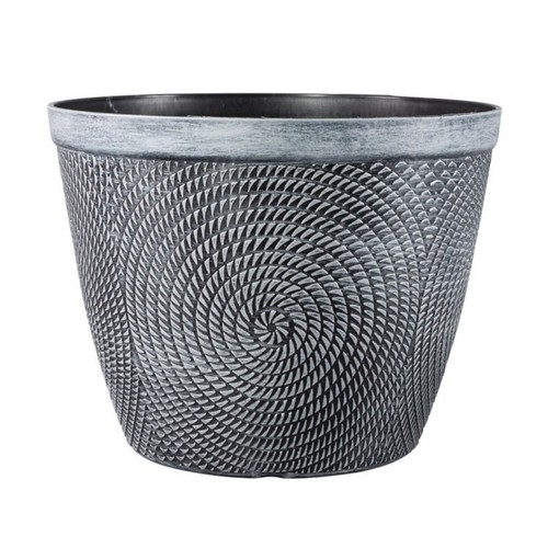 Round silver grey plant pot - round,