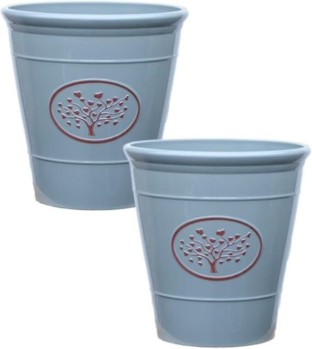 2pc plastic olive grey planter - plastic,