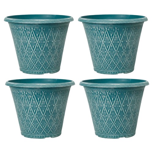 4pc round teal - teal, green